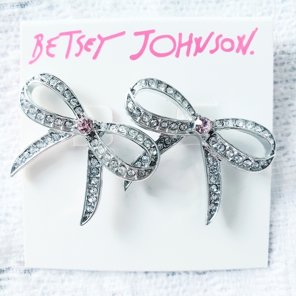 Betsey Johnson Jewelry - Betsey Johnson Cubic Zirconia Bowtie Earrings